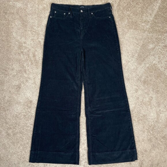 J.Crew Corduroy Pants Womens 32 Black BT922 Wide Leg Grunge 90s Y2K Stretch - Picture 1 of 8